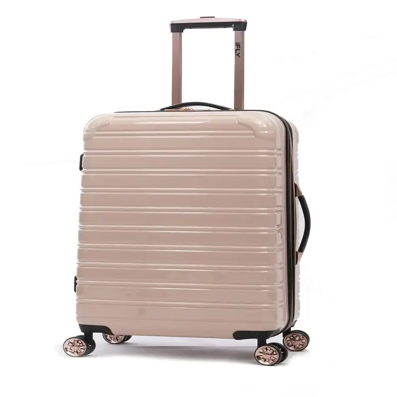 

Luggage Fibertech 24 Inch Checked Luggage, Blush/Rose Gold Faux leather sheet Clear vinyl Metallic lame fabric printed Faux leat