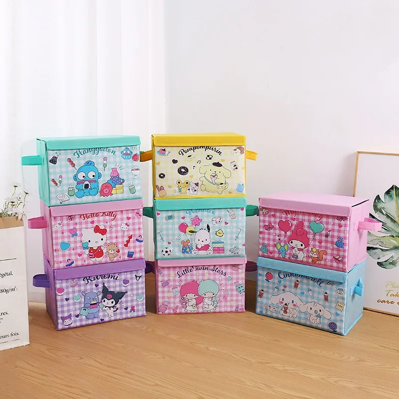 

Sanrio Folding Storage Box Desktop Finishing Large Capacity Leather Non-woven Waterproof Bedroom Finishing Box Toy Storage Boxes