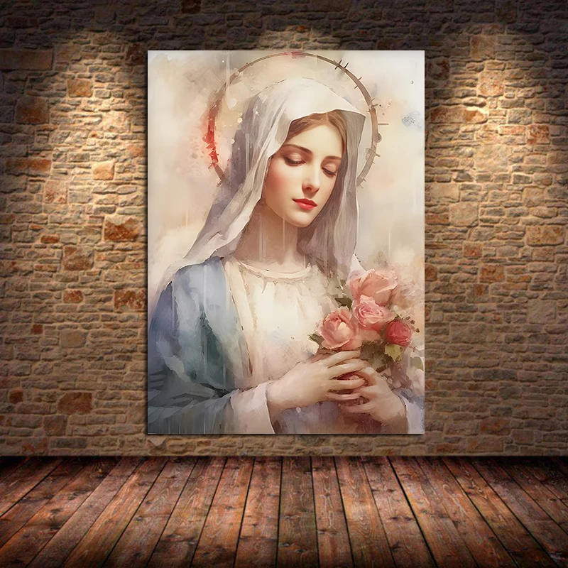 Печать на холсте &quotБлагословенная Дева Мария с ребенком&quot