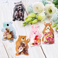 10pcs jungle animal candy bags rabbit gift bags safari birthday decorations kids party favors cookie bags easter decorations