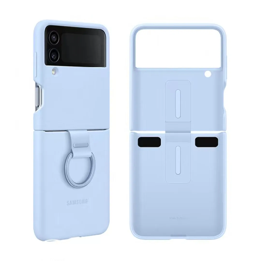 

Matte Silky Touch Liquid Silicone Gel Case For Samsung Galaxy Z Flip 4 lip4 Finger Ring Rubber Anti-FingerprintArmor Cover