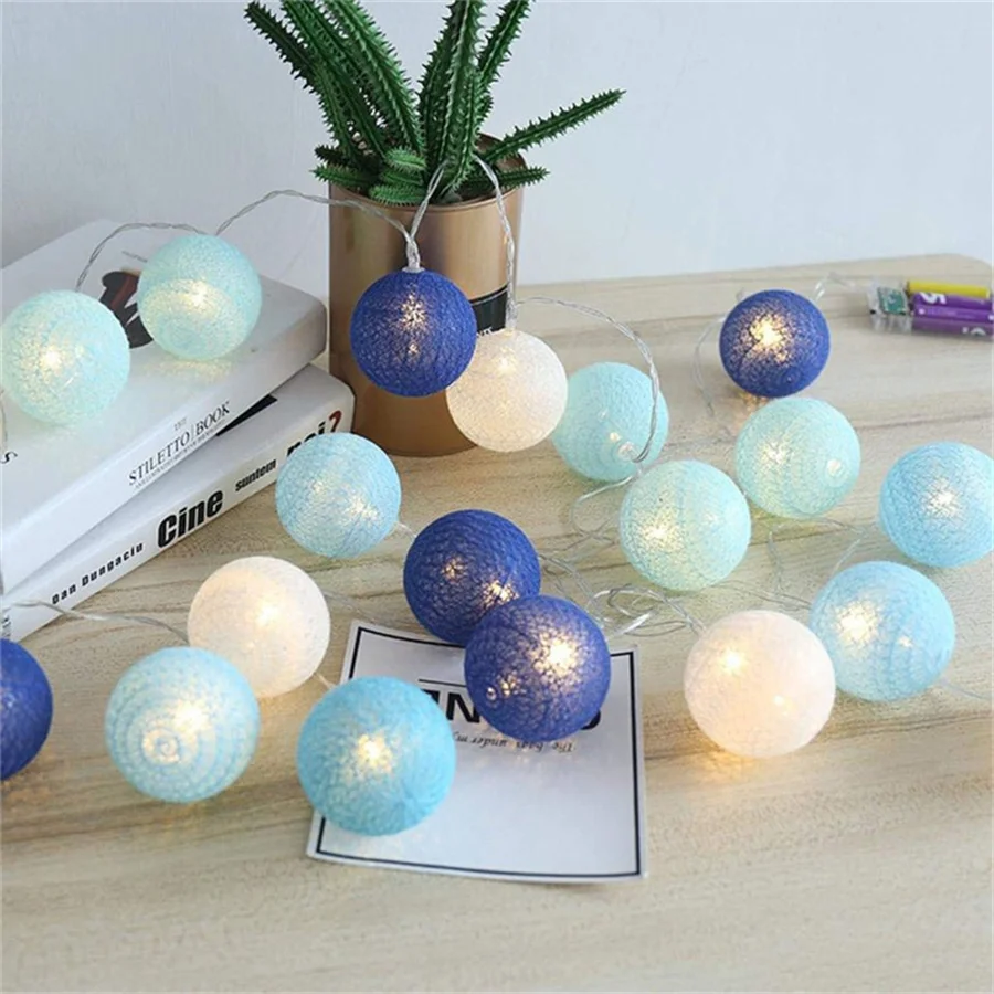 Cotton Balls Garland Fairy Lights 3M 20led Battery/USB Powered Christmas String Lights for Holiday Wedding Party New Year Decor