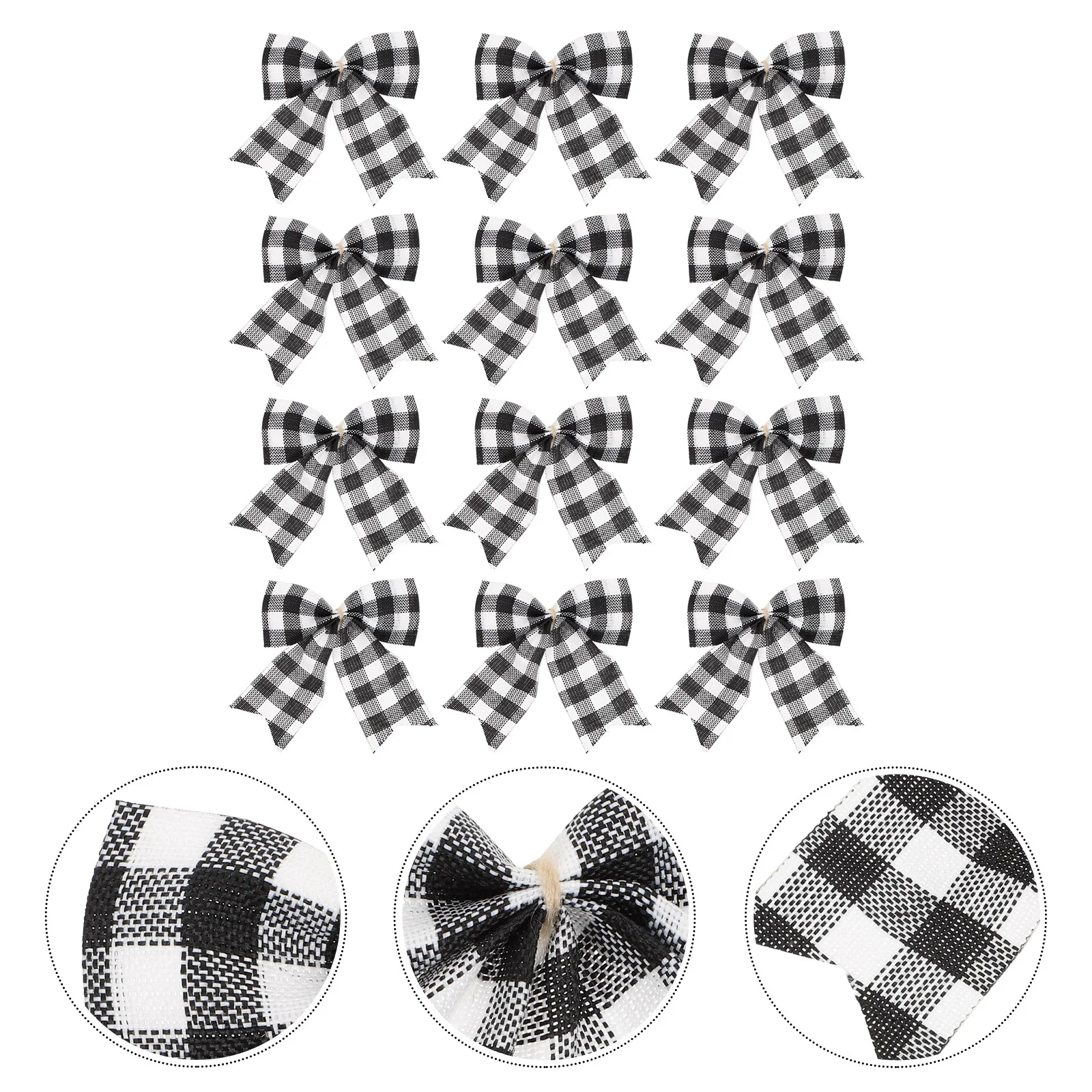 

12Pcs Christmas Hanging Bowknot Black Plaid Bowknot Christmas Bowknot Ornament Christmas Hair Rustic Bows