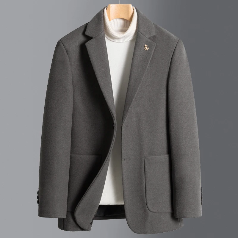 Новинка 2024 мужские твидовые блейзеры из овечьей шерсти синие серые черные