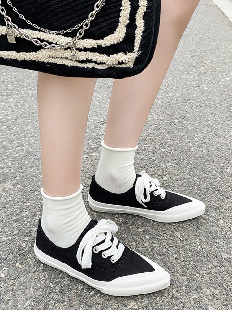 2023 New Women Canvas Sport Casual Shoes Spring Flats Sneakers Running Shoes Ladies Shoes Loafers Pointed Toe