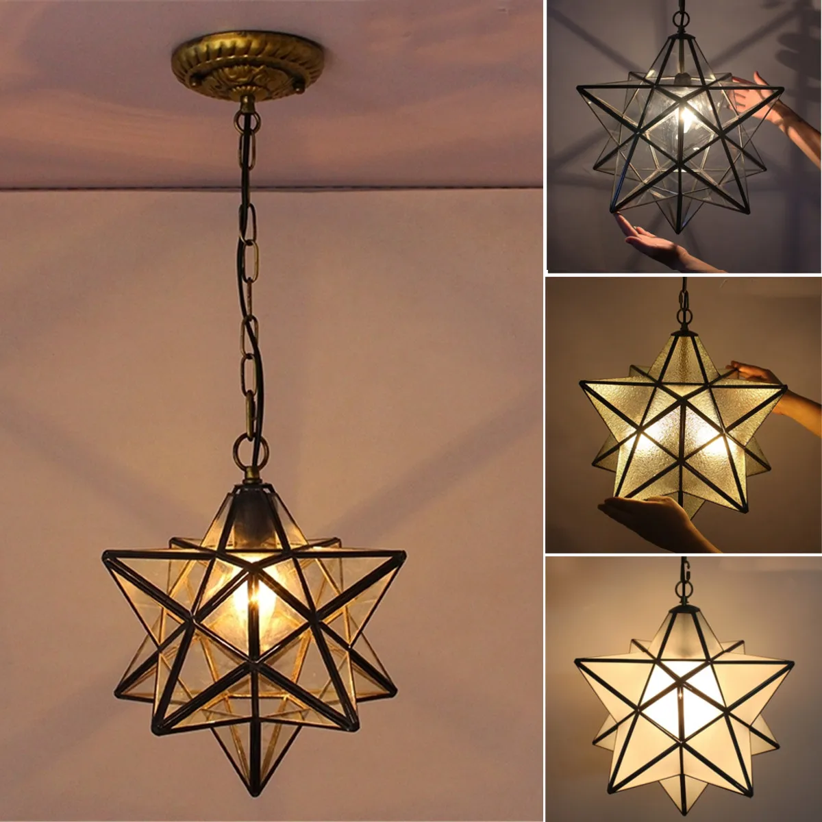 

Loft Vintage Pendant Lamp Light Shooting Star Tiffany Glass Lighting Ceiling for Home Aisle Corridor Porch Shop Hang Luminaire