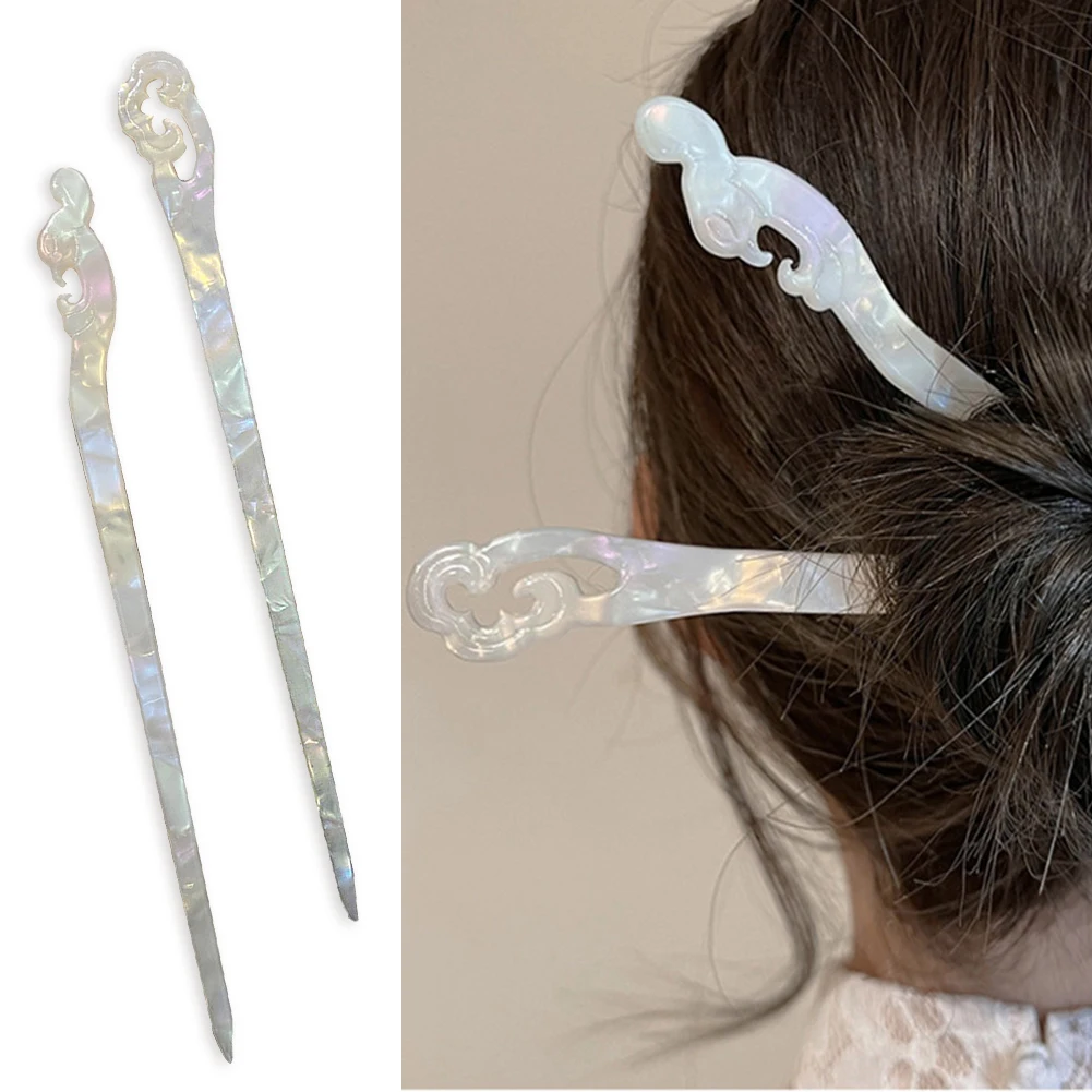 

New Korean Style Women Elegant Acetic Acid Acrylic Hair Sticks Simple Retro Hair Clips Tortoise Shell Hair Accessories