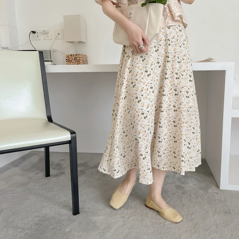 

Женская юбка с высокой талией, тонкая юбка с цветочным принтом в стиле ретро, весна-лето 2023