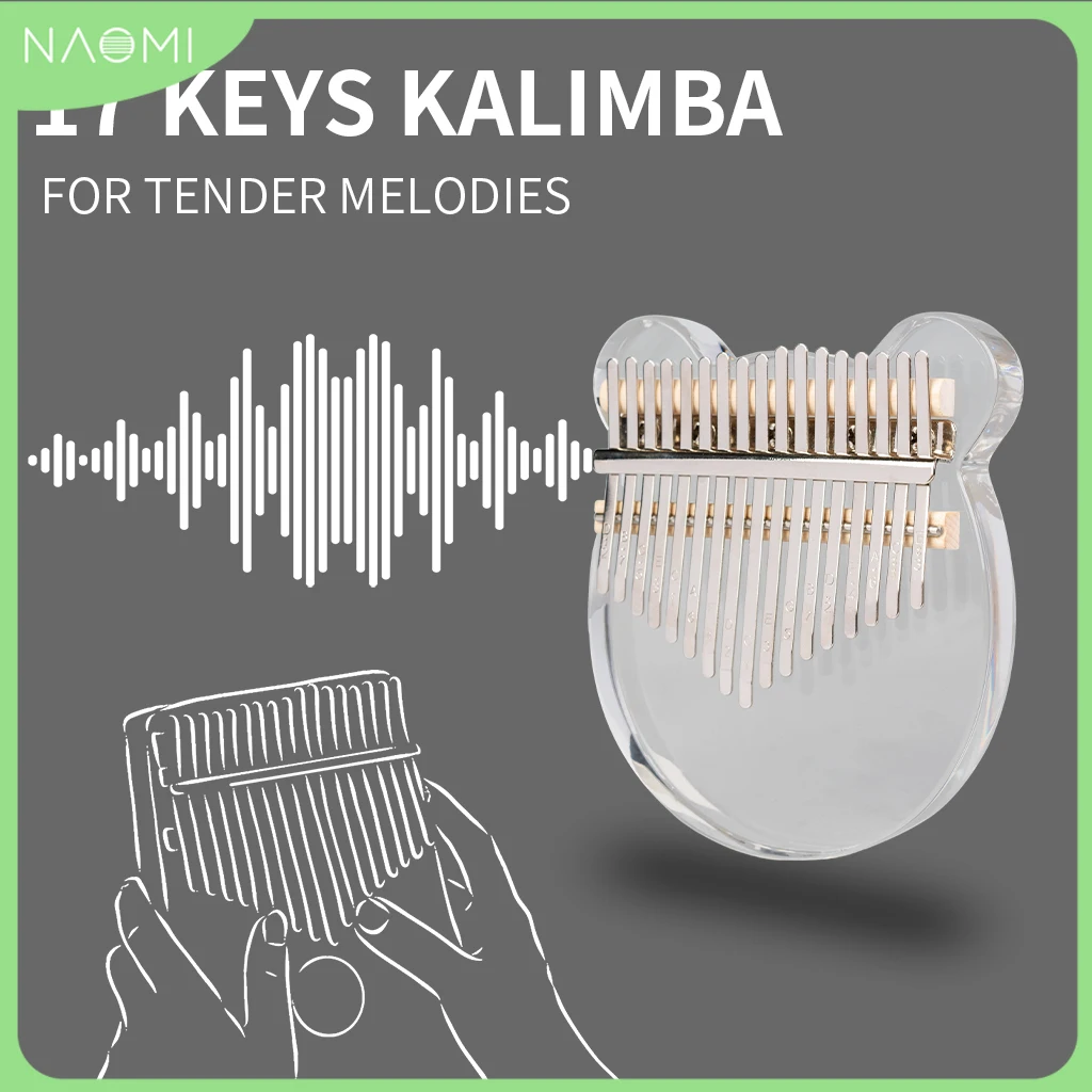 

NAOMI 17 Keys Thumb Piano With Eva Bag Crystal Kalimba Acrylic Mbira Finger Piano Gifts For Kids Adult Beginners W/Tuning Hammer