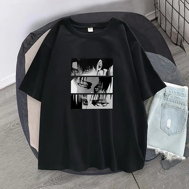 

Men T-shirt Japanese Anime Attack on Titan Levi Ackerman Eye Punk Oversized TShirt Goth Streetwear Harajuku Short Sleeve Tee Top