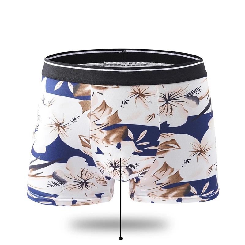 4Pcs Men's Underwear Men Panties Boxershorts Male Ropa Interior Hombre Calzoncillos Breathable Mens Milk Silk Printed Boxers