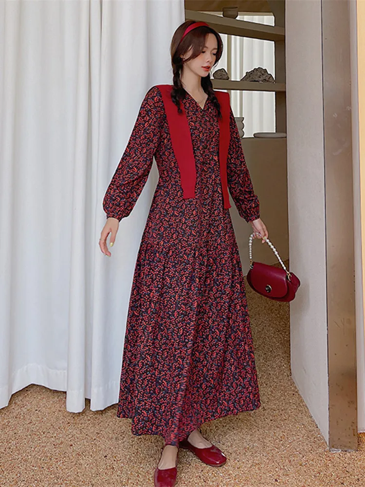 

Осень 2023, тонкое длинное женское платье, свободное, непринужденное, ароматизированное, с длинным рукавом, платье-шаль, большое