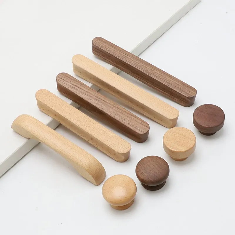 

1PC Wooden Drawer Knobs Closet Handle Door Handle Cupboard Handles Cabinet Pulls Wardrobe Dresser Solid Wood Home Decor