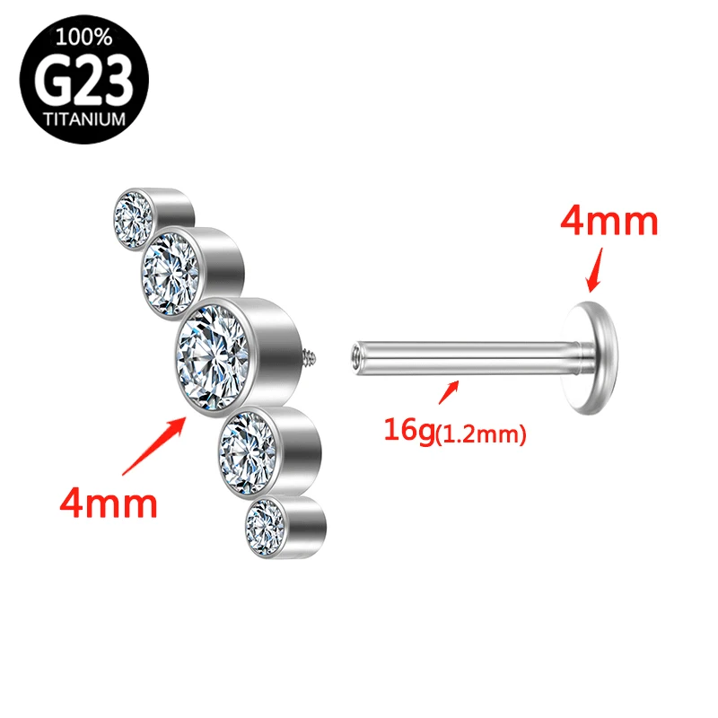 F136 Titanium Tragus Piercing Lip Cartilage G23 Labret Septum Clicker Zircon Hinge Segment Earrings for Women Helix Body Jewelry