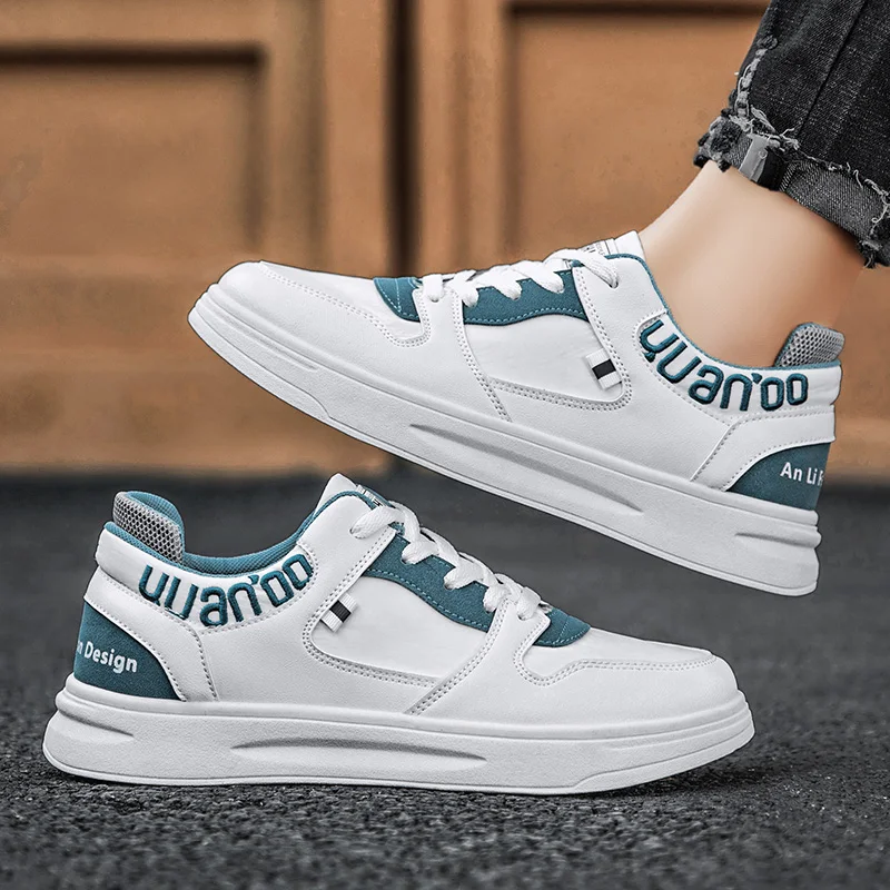 

New White Skateboarding Shoes Men High Quality Antiskid Damping Walking Sports Shoes Leather Casual Sneakers Male Zapatillas