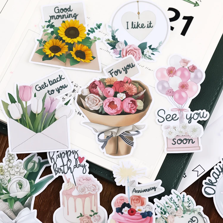 

16 шт., декоративные наклейки «Время цветов»