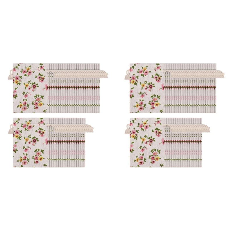 

100Pcs Floral Burlap Drawstring Bags, Linen Gift Bag Packing Storage Linen Jewelry Pouches Sacks, 5.5 X 3.9 Inch