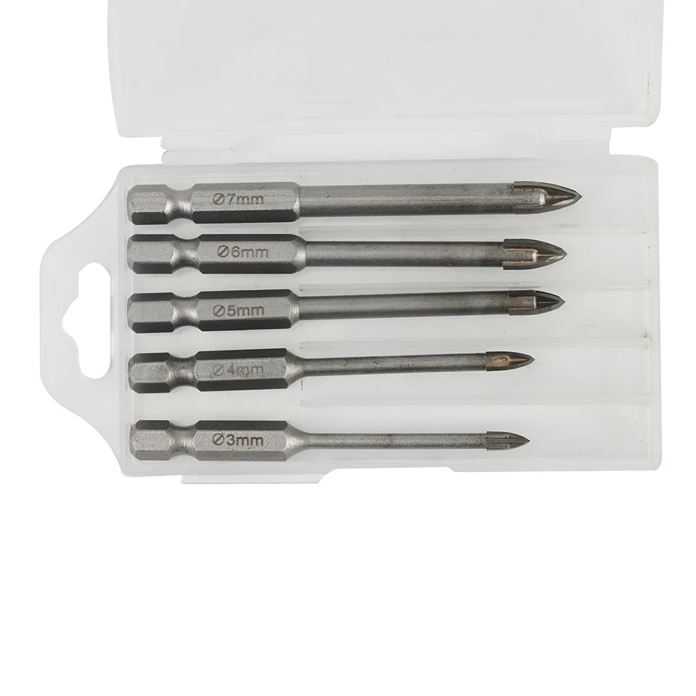 

5PCS Cross Alloy Drill Bit Set Carbide Electric Hand Drill Bit Replacement Universal Metal Drilling Tool Woodworking Drill Bit