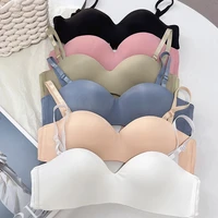 womens bras strapless glossy bras no steel rings gathering non slip dresses invisible thin girls underwear
