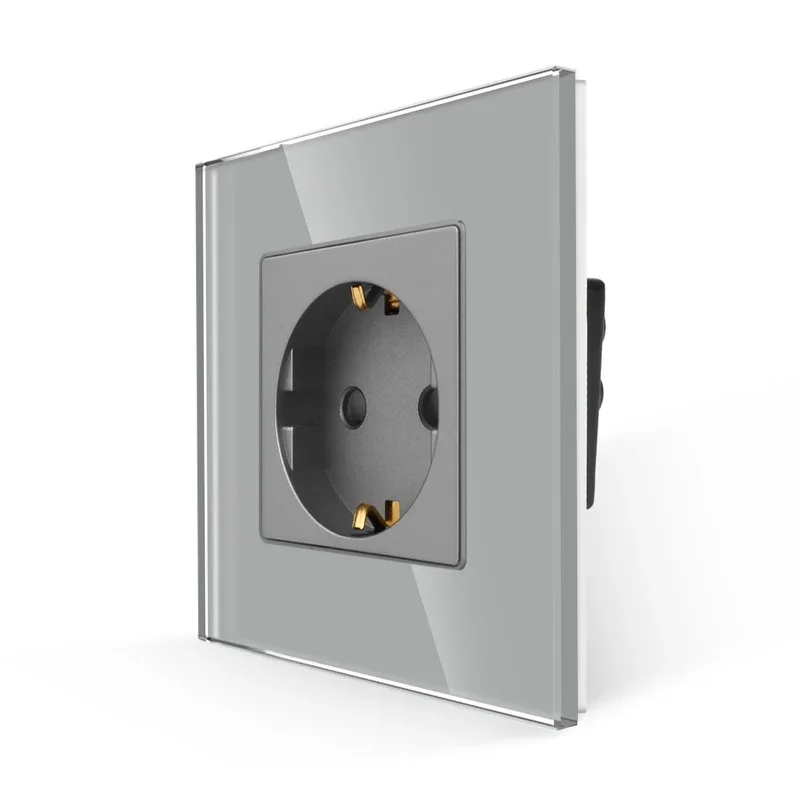 

Bingoelec Розетка с выключателем серый стекло