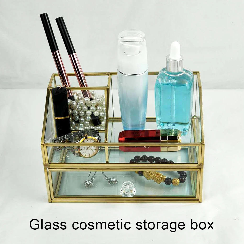 

Ящик для хранения ювелирных изделий, косметичка, искусственная работа, отделения для украшения, декоративные стеклянные коробки для сувенира