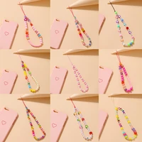 fashion colorful bead mobile phone chain for women handmade acrylic bohemia anti lost lanyard hanging 2022 fashion accessories