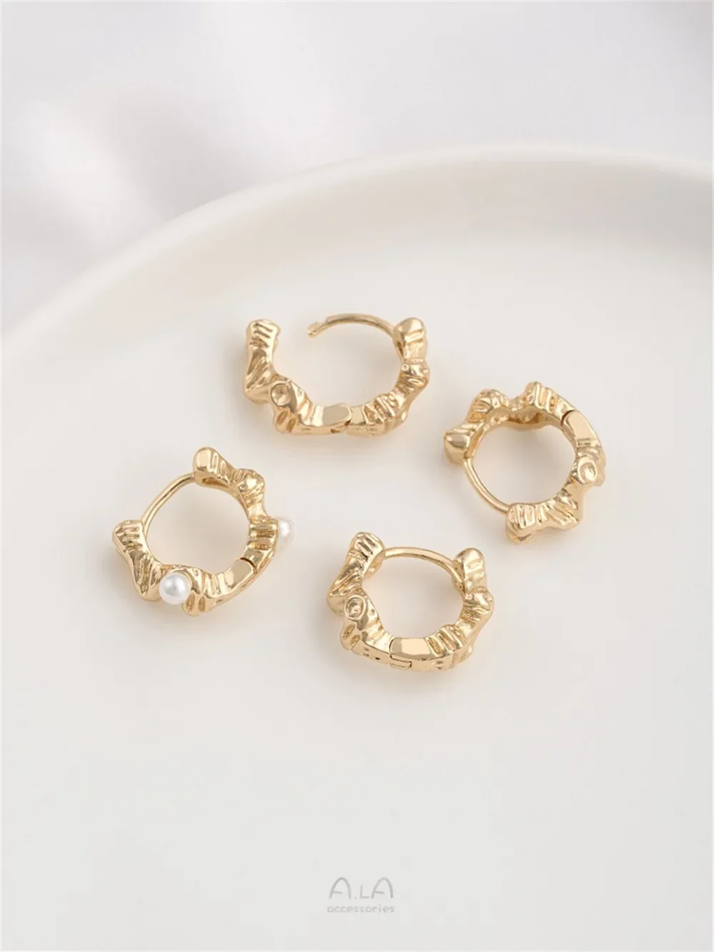 14-каратное золото обернутое жареное тесто круглая застежка для ушей из лавовых