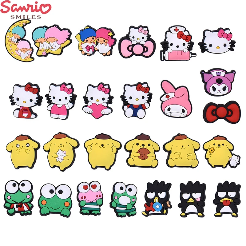 

20Pcs Kawaii Sanrio Hello Kittys My Melody Cinnamoroll Kuromi Anime Cute Pvc Soft Patch Cup Schoolbag Decoration DIY Accessories