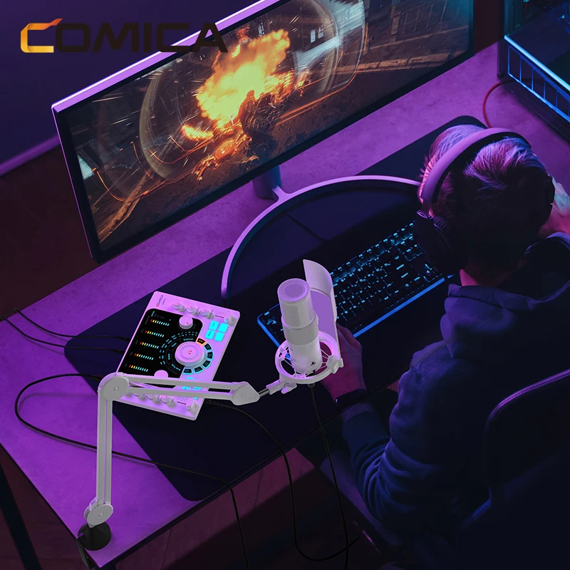 Аудиоинтерфейс Comica ADCaster C2 комплект оборудования для подкастов — двойной микшер