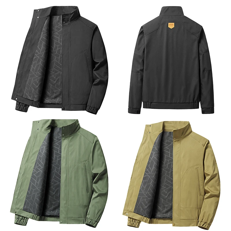 Мужская Повседневная ветровка куртки-бомберы пальто весна-осень однотонная