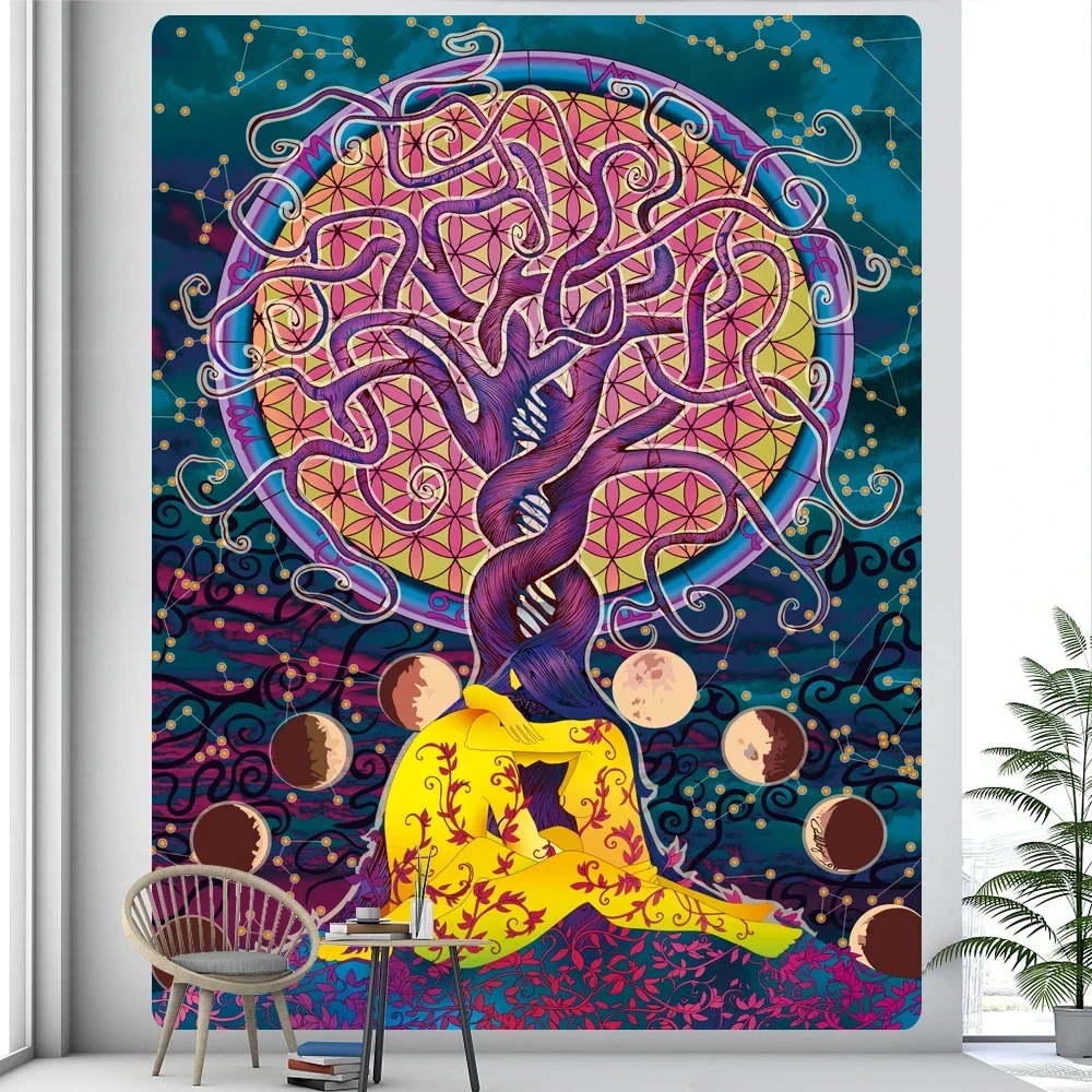 Цветы Луны психоделическая сцена искусственная Мандала Poso Miya настенная