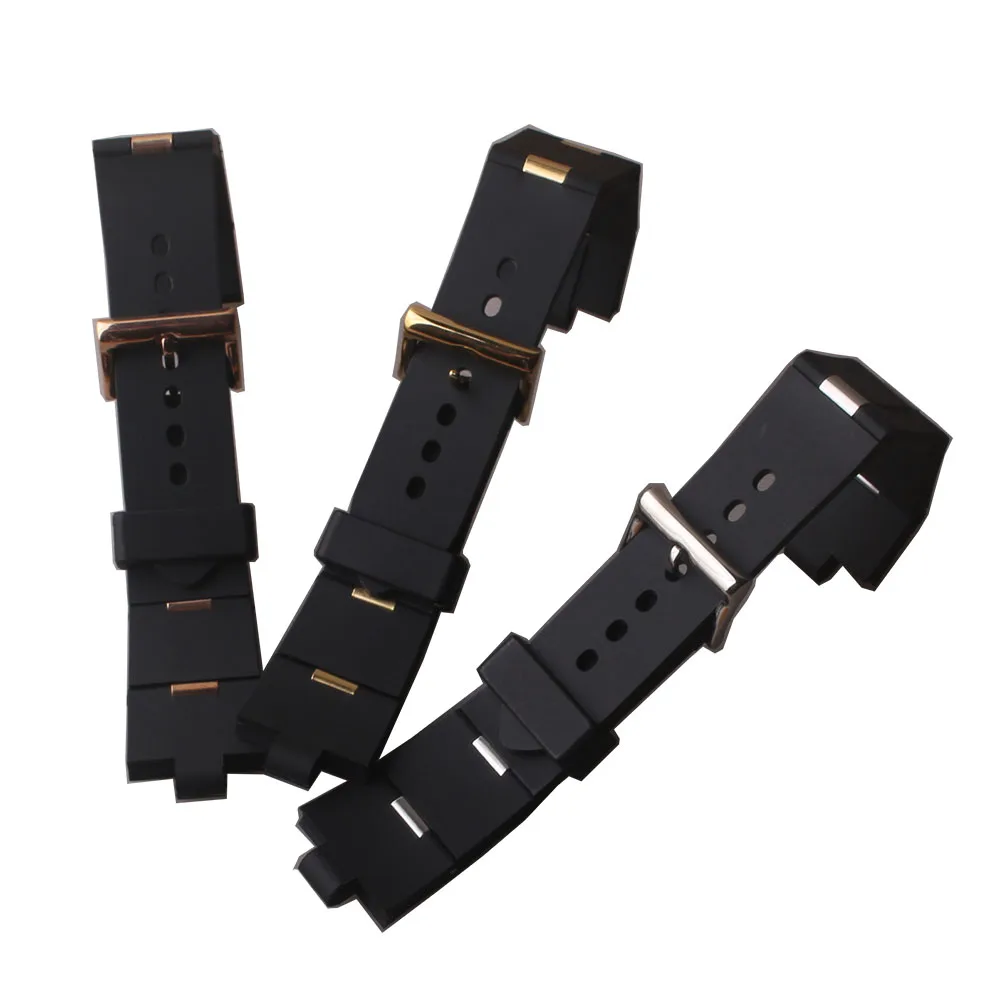 Ремешок для часов Bvlgari резиновый ремешок 22 мм 24 черный силиконовый с приподнятым