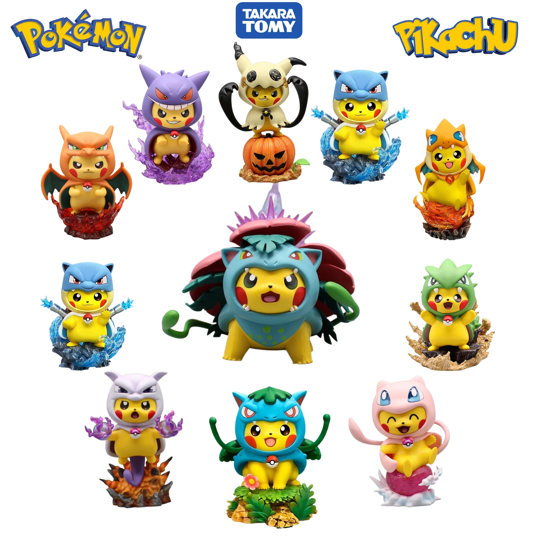 

Pokemon Anime Pikachu Figures Cosplay Charizard Bulbasaur Mimikyu Gengar Kawaii Action Figurine Collection Statue Toys Gift