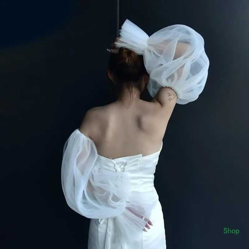 Прямая поставка свадебные съемные пышные рукава белые длинные ручной работы