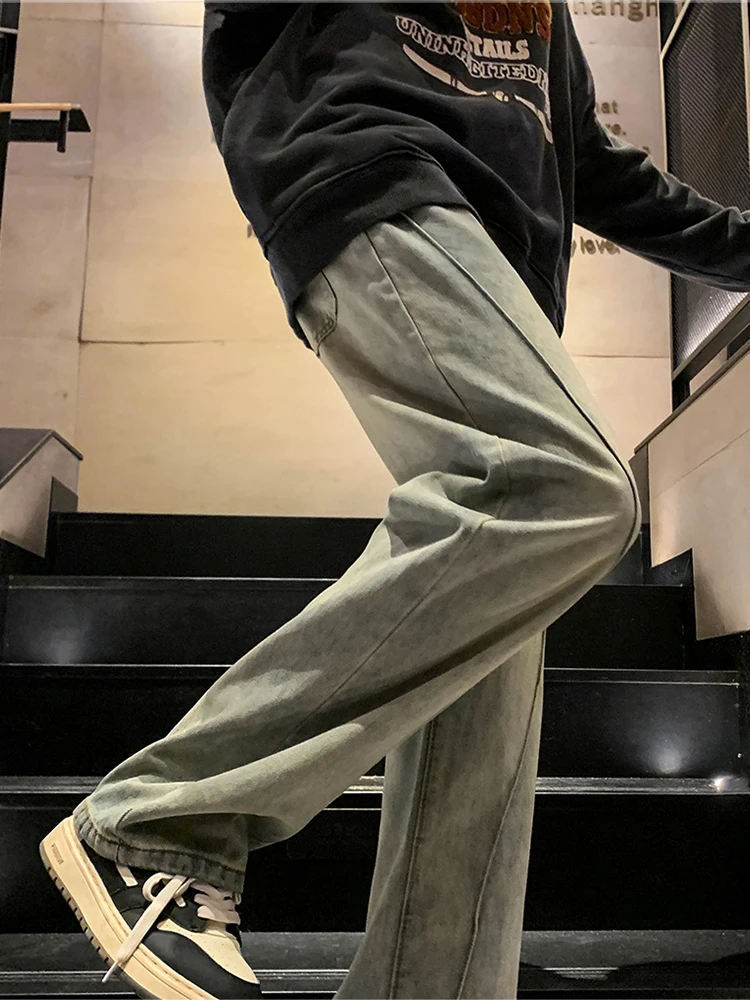 Men's VIBE Wind -style High Street Y2k Denim Jeans Neutral, Leisurely Wide -leg Long Pants Street Men's Brand Clothing Casual