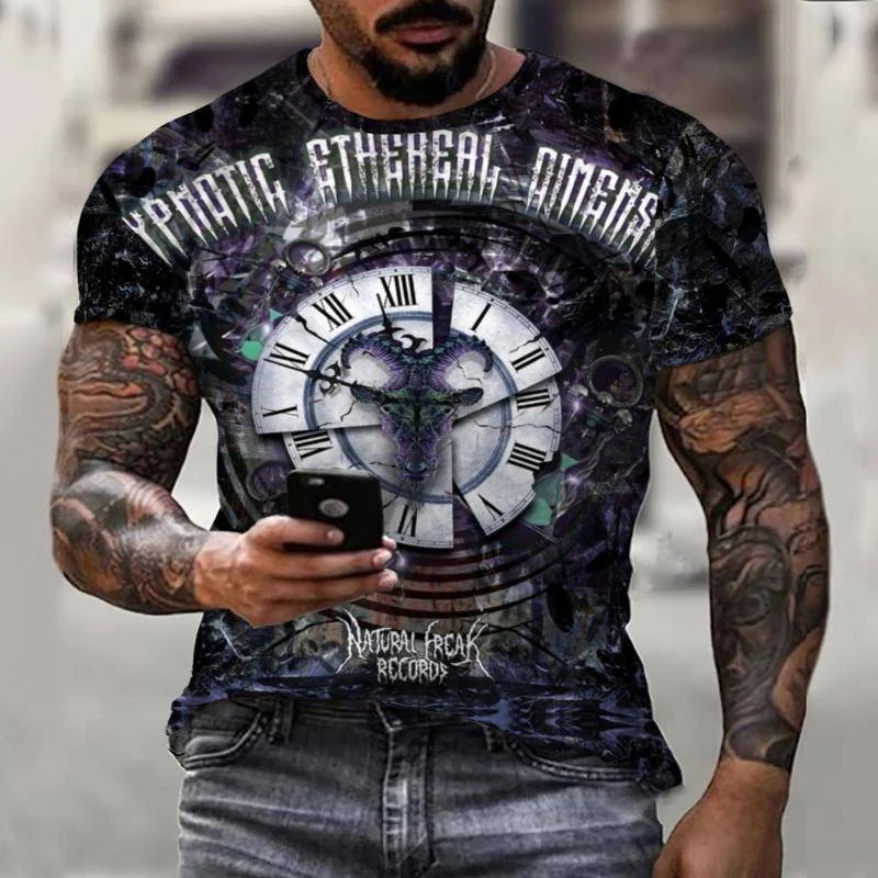 

Summer Men Casual T-shirts Mechanical Watch Element 3D-Printed T Shirt Hip Hop Streetwear Men Loose Short Sleeve Tops Tee