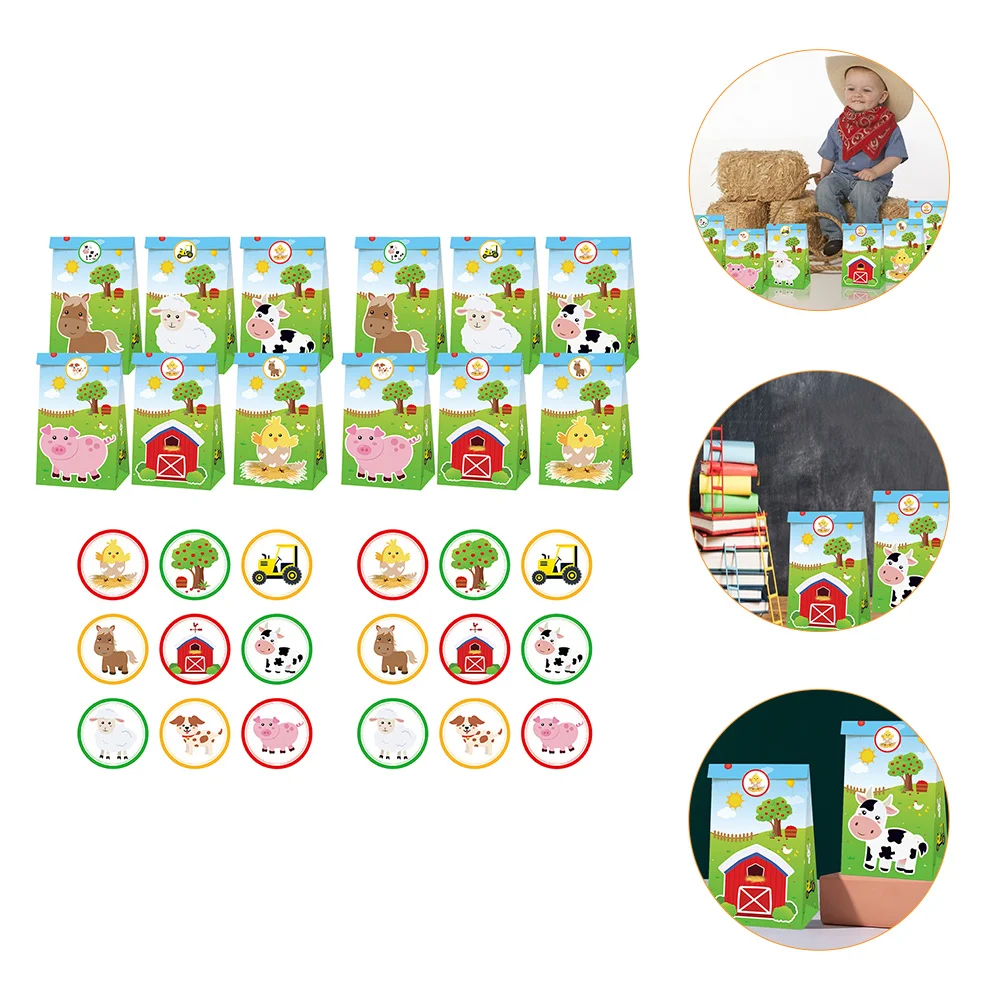 

Bags Paper Bag Candy Party Goodie Farm Favorpacking Treat Wrapping Gift Themed Kids Barnyard Gifts Favour Christmas Printed