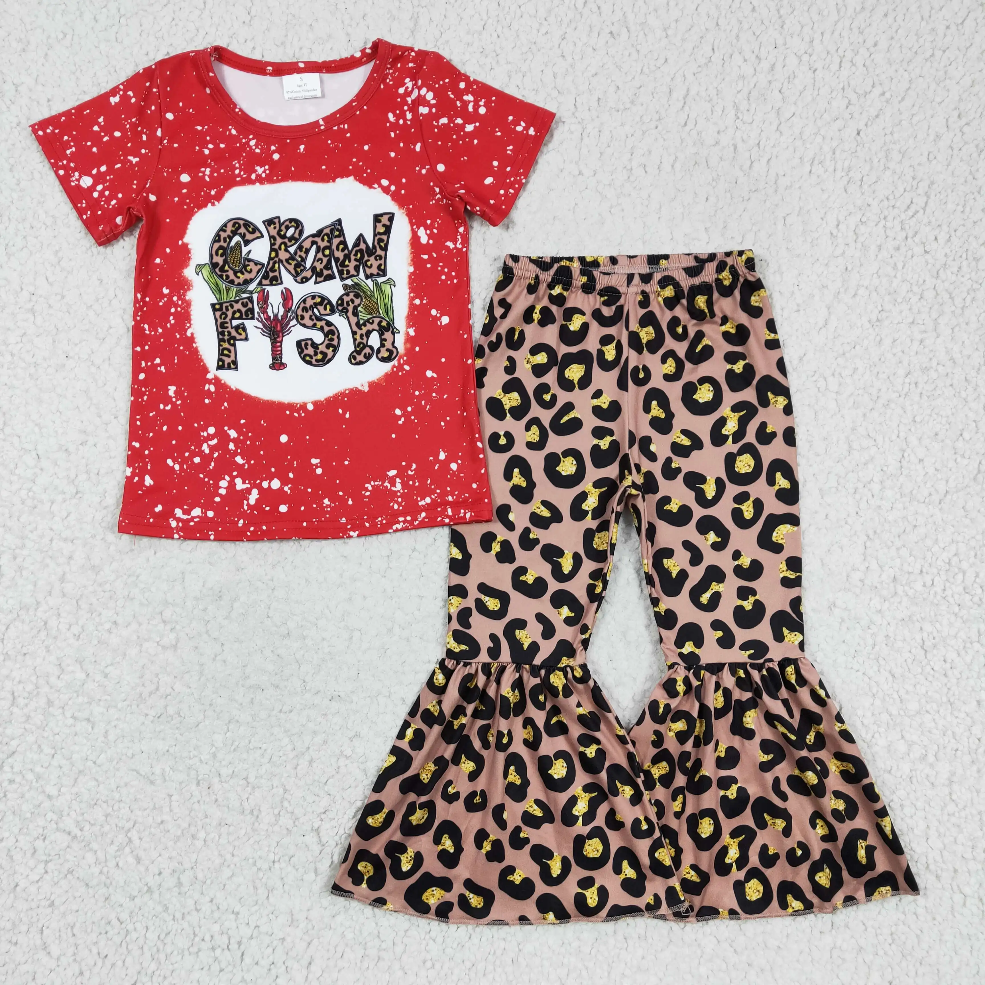 

Модная новая дизайнерская Красная футболка RTS, Весенняя детская одежда для ползания, детский костюм леопардовой расцветки для девочек, детс...
