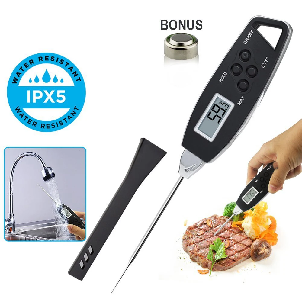 

Термометр для мяса, водонепроницаемый термометр для барбекю в виде ручки, для кухни, для приготовления пищи на открытом воздухе, барбекю, коптилью, молока