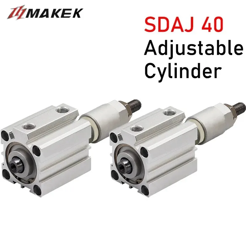 

SDAJ40 Series Adjustable Stroke Air Pneumatic Cylinder 20/30/40/50/75/100 Compact Cylinder -20-30-50-75-100-S-B-SB Double Acting