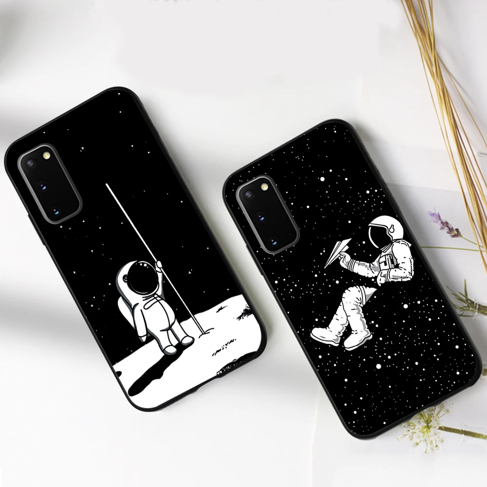 

Case for Samsung S22Ultra S20FE S21 S22 S7 Edge S10e S10 Plus S9 Cartoon Astronaut Cover for Samsung Note 9 8 20 10Lite S20 S8