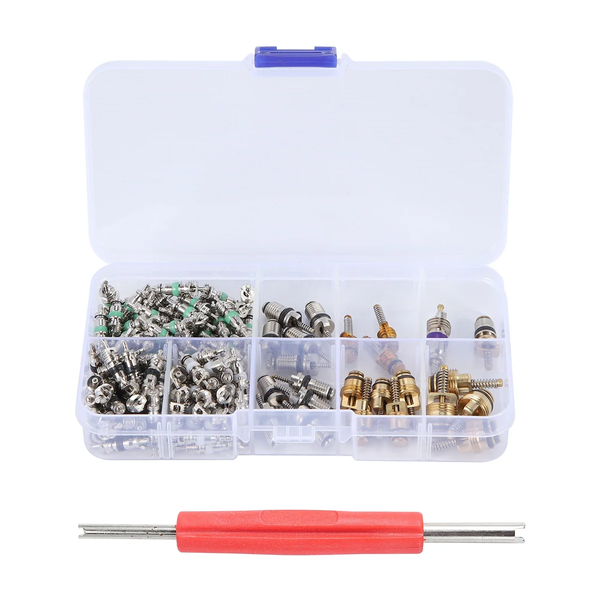 

135 Pcs Auto Air Conditioning A/C Valve Core R134 Remover Assortment Kit For Toyota Honda Lexus Nissan Hyundai Gm Ford Chrysler