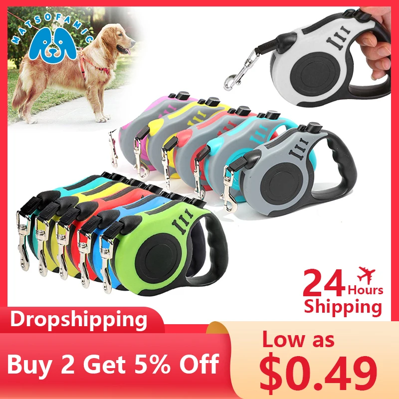 

3m/5m Durable Dog Leash Automatic Retractable Nylon Cat Lead Extension Puppy Walking Running Lead Roulette For Dogs Pet Products