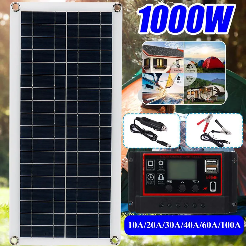 20W-1000W Solar Panel 12V Solar Cell 100A Controller Solar P