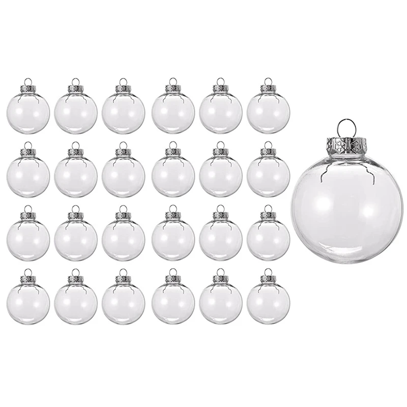 

24PCS Clear Plastic Fillable Christmas Balls 8cm DIY Xmas Tree Ornament Decoration Arts Crafts