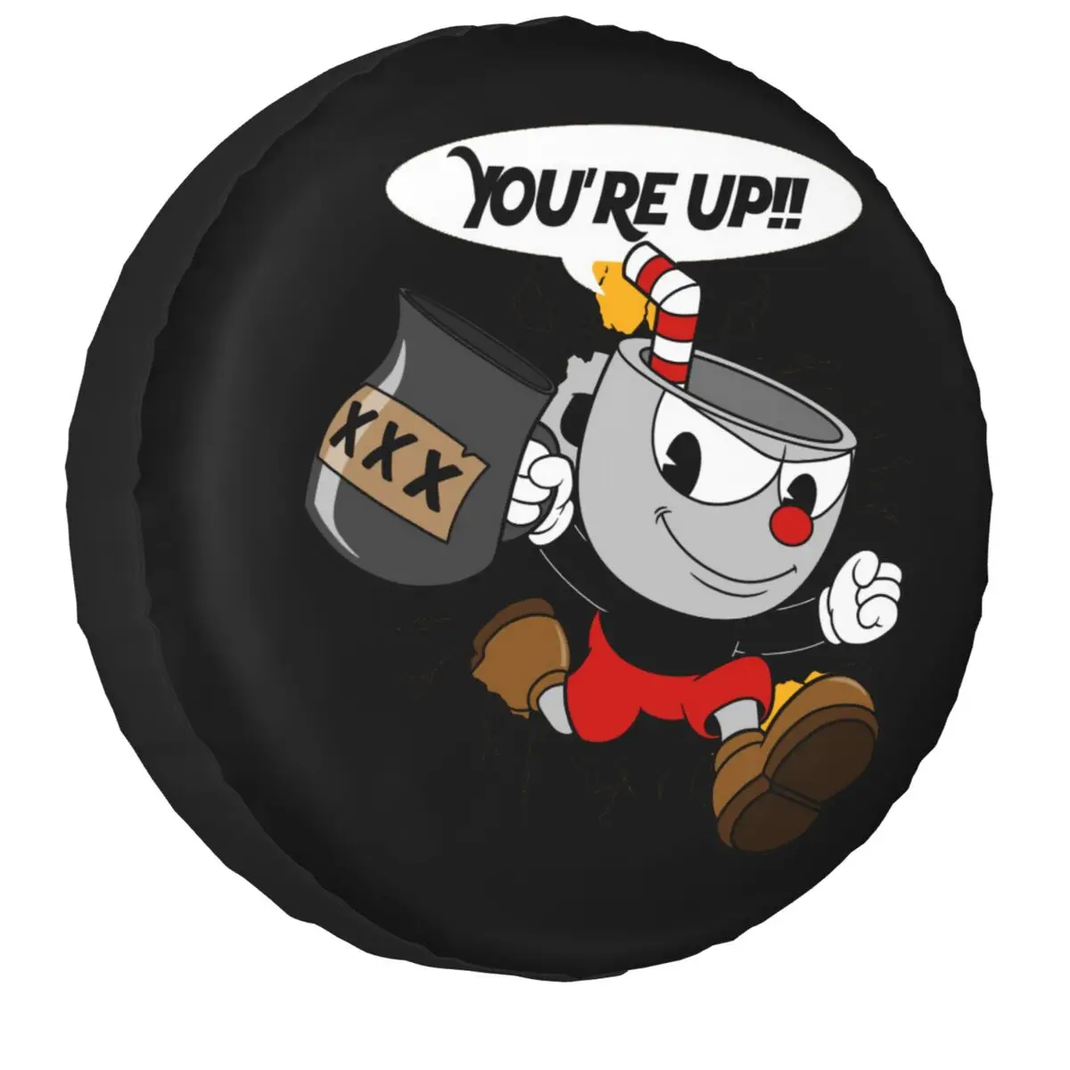 

Cuphead Spare Wheel Tire Cover Case Bag Pouch for Jeep Honda Cartoon Game Dust-Proof Vehicle Accessories 14" 15" 16" 17"