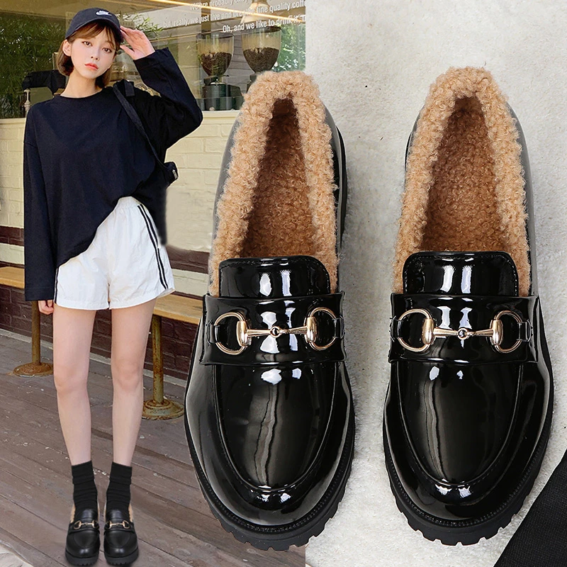 

Женская обувь на толстой подошве, осень 2023, новинка, британская Студенческая мягкая подошва с металлической пряжкой