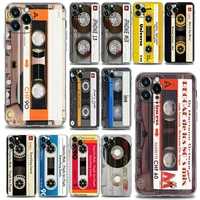 vintage cassette tape retro style phone case for iphone 11 12 13 pro max xr xs x 8 se 2020 plus cute clear soft tpu cover shell