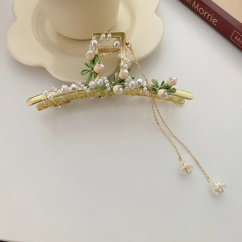 Женские Длинные заколки-крабы для волос золотистые винтажные металлические с