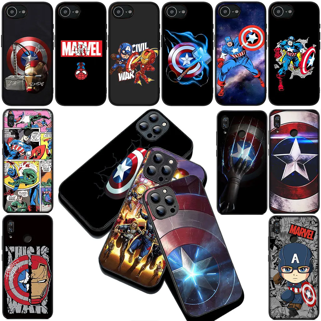 Чехол для телефона Apple iPhone 17 Pro XS Max Air 6 Plus X 5 + SE 2022 SE2 16E XR 6+ с изображением Щита Капитана Америки (Marvel) (art.: 3920d7fa35a43) - 3920d7fa35a43